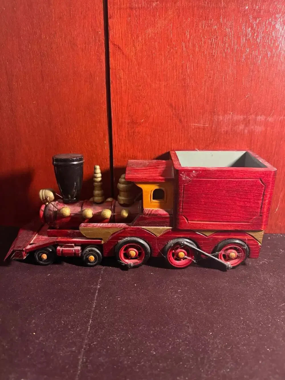 PBC International Wooden Train Locomotive Candy or Pencil Holder Centerpiece